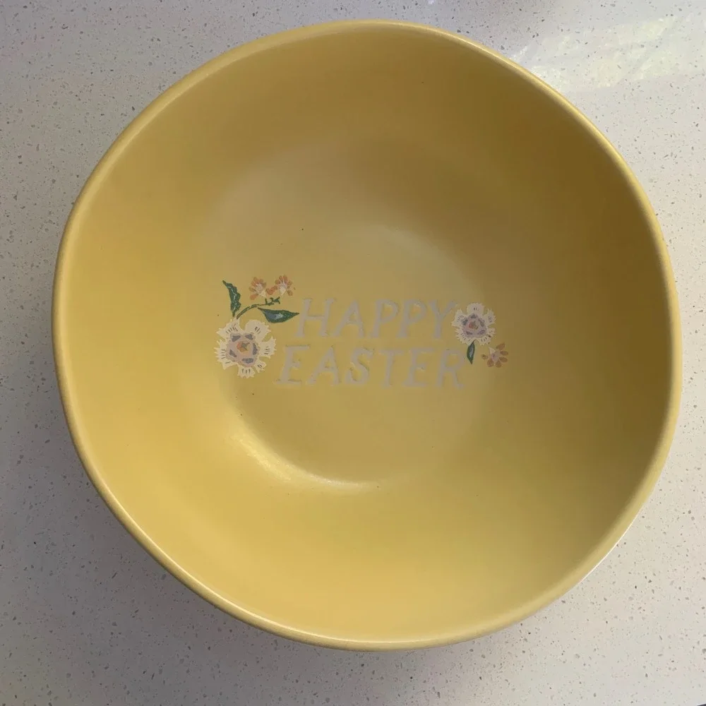 Happy Easter bowl yellow‎ floral bowl serving spring threshold